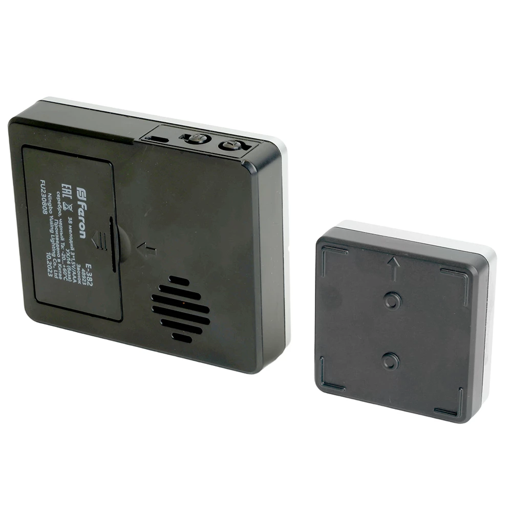 Звонок дверной беспроводной Feron E-382 Электрический 38 мелодий серебро, черный с питанием от батареек и от сети через USB (48923) - Viokon.com