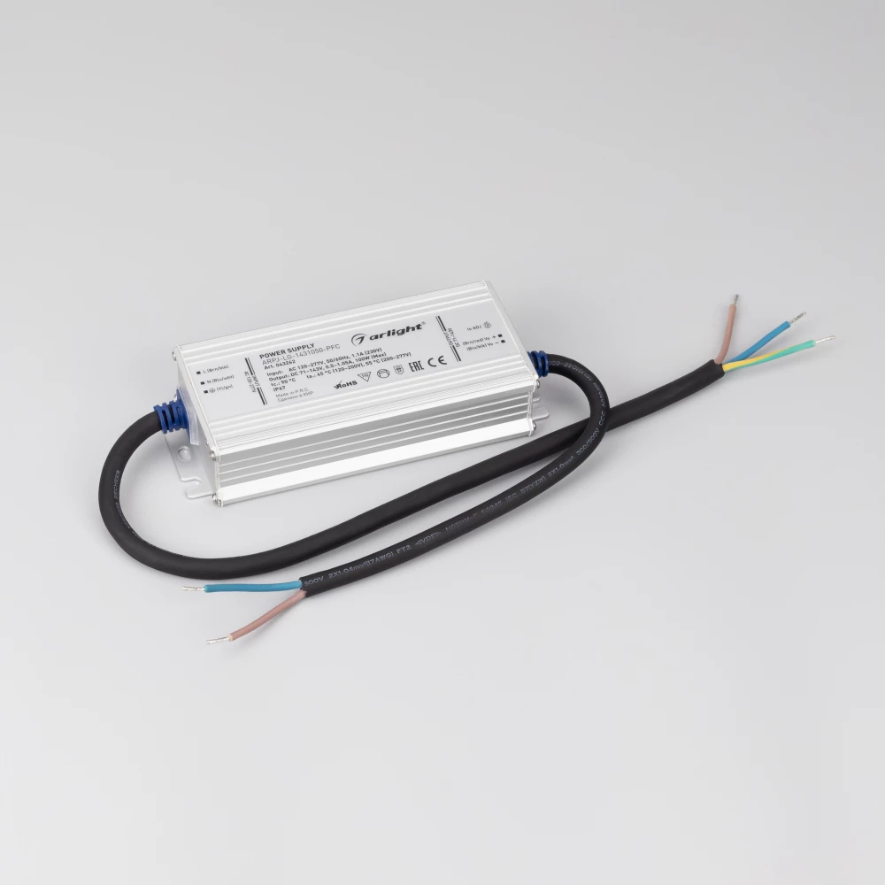 Блок питания ARPJ-LG-1431050-PFC (100W, 71-143V, 0.5-1.05A) (Arlight, IP67 Металл, 5 лет) 043262 - Viokon.com