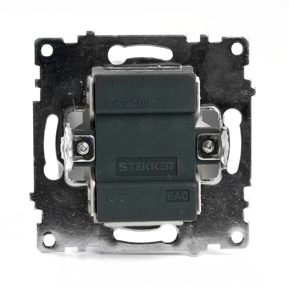 Переключатель 1-клавишный (механизм), STEKKER GLS10-7105-01, 250V, 10А, серия Катрин, белый (39572) - Viokon.com