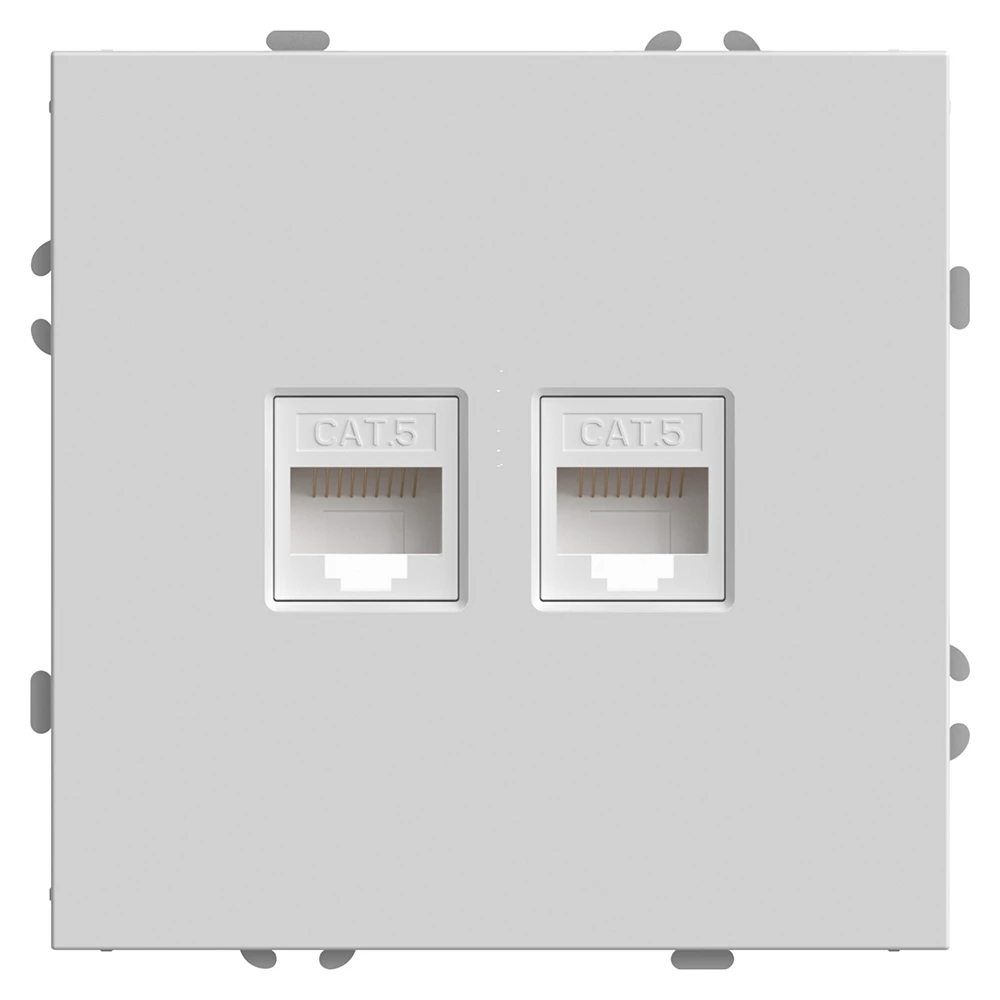 Розетка компьютерная 2-местная RJ-45 (механизм), STEKKER,  серия Эмили, RST00-5111-01, белый фарфор, soft touch (49874) - Viokon.com