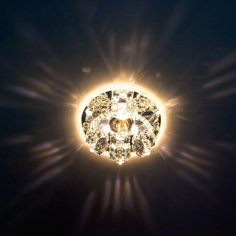 Светильник встраиваемый с разноцветной LED подсветкой Feron 1540 JCD9 прозрачно-желтый (27869) - Viokon.com