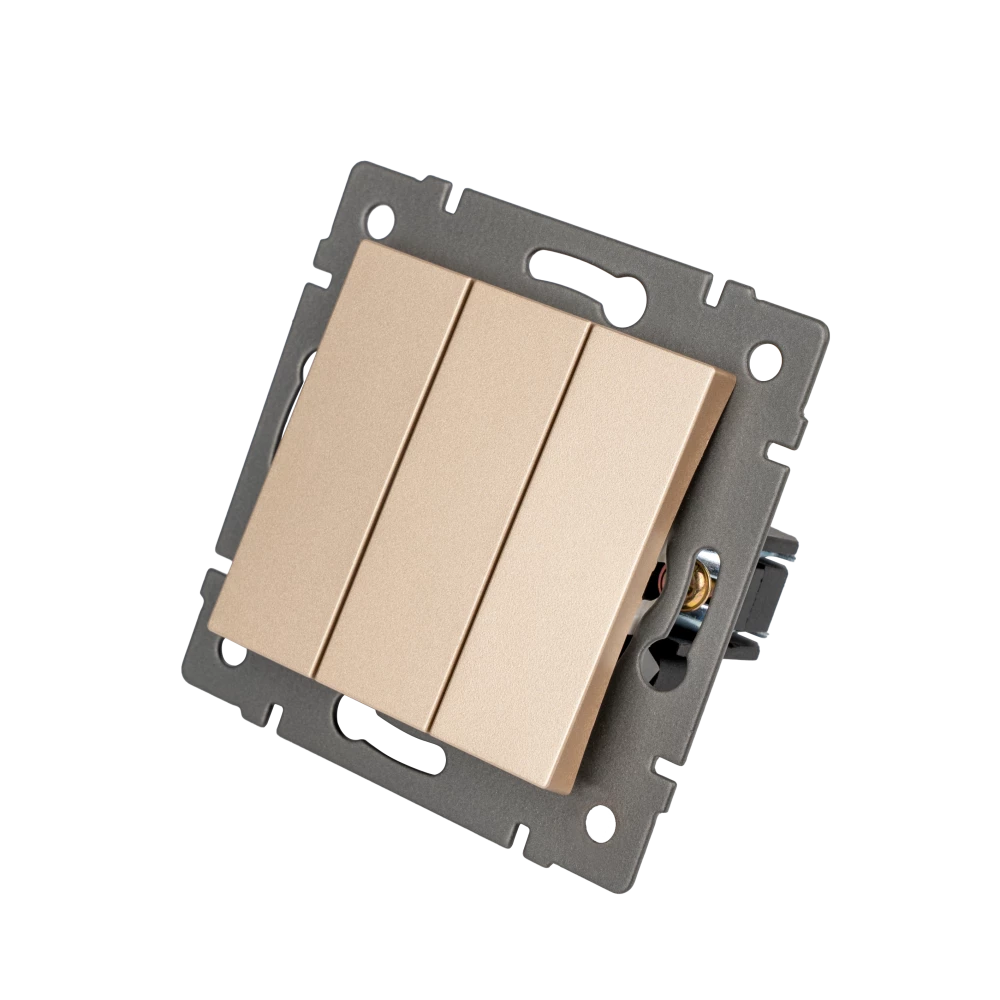 Механизм выключателя трехклавишный непроходной SWT-MK03-PL-GD-V (250V, 10A) (Arlight, -) 049899 - Viokon.com