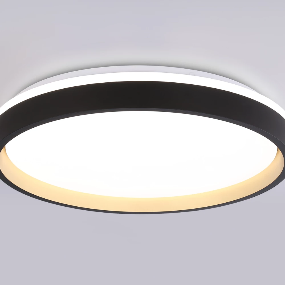 Светодиодный светильник RGB с пультом управления FZ610 BK/GD черный/золото IP20 66W 3000K-6500K+RGB D490*85 (ПДУ ИК) - Viokon.com