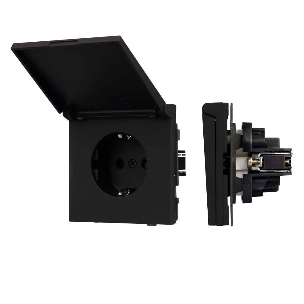 Механизм розетки влагозащищённый SCT-TENDO-MCP-SFPL-BK (230V, 16A) (Arlight, Матовый черный) 054599 - Viokon.com