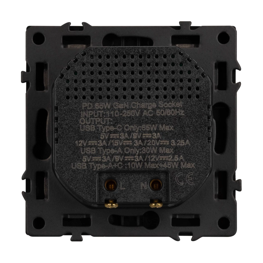Механизм розетки с быстрой USB зарядкой SCT-NOBE-MUAC-SFPL-FC-BK (65W, QC3) (Arlight, Черный оникс) 054317 - Viokon.com