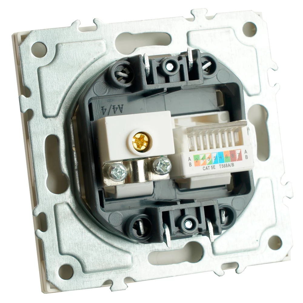 Розетка TV + компьютерная RJ-45 (механизм), STEKKER, серия Эмили, RST00-5106-01, белый фарфор, soft touch (49872) - Viokon.com