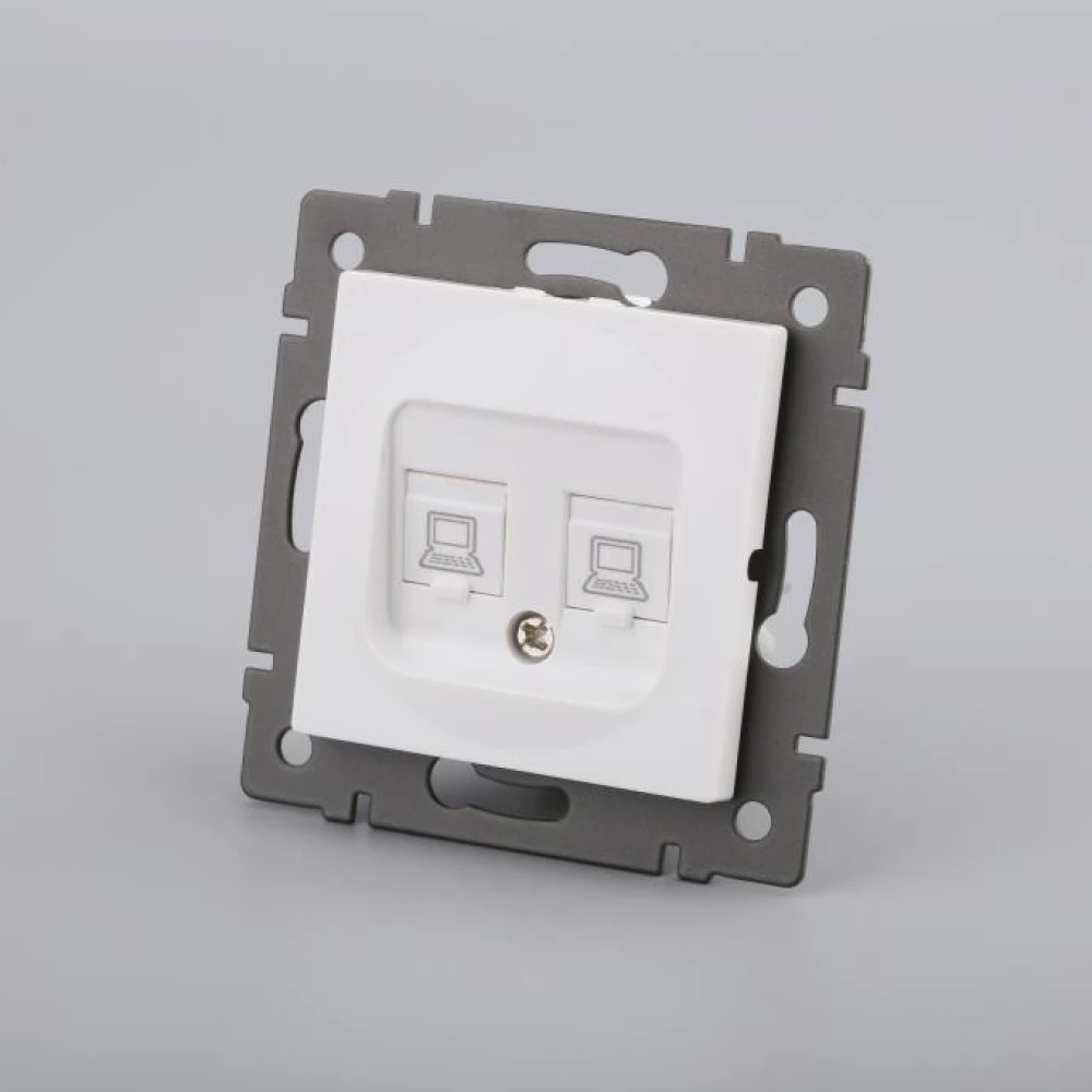 Механизм компьютерной розетки двойной SCT-MPC2-PL-WH-V (RJ-45, CAT6) (Arlight, -) 049854 - Viokon.com