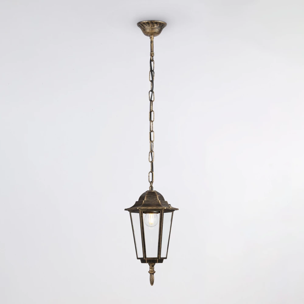 Уличный подвесной светильник ST2031 GD/BK/CL золото/черный/прозрачный IP54 E27 max 40W D150*780 - Viokon.com