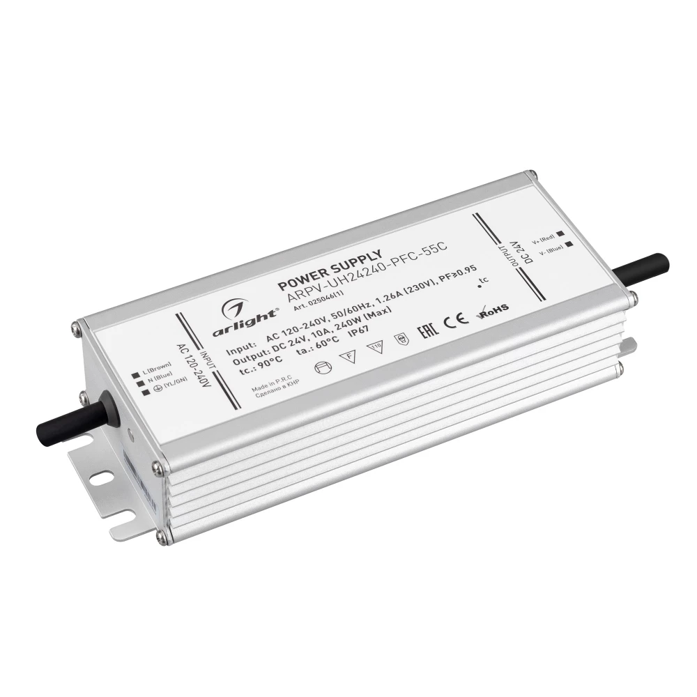 Блок питания ARPV-UH24240-PFC-55C (24V, 10.0A, 240W) (Arlight, IP67 Металл, 5 лет) 025046(1) - Viokon.com