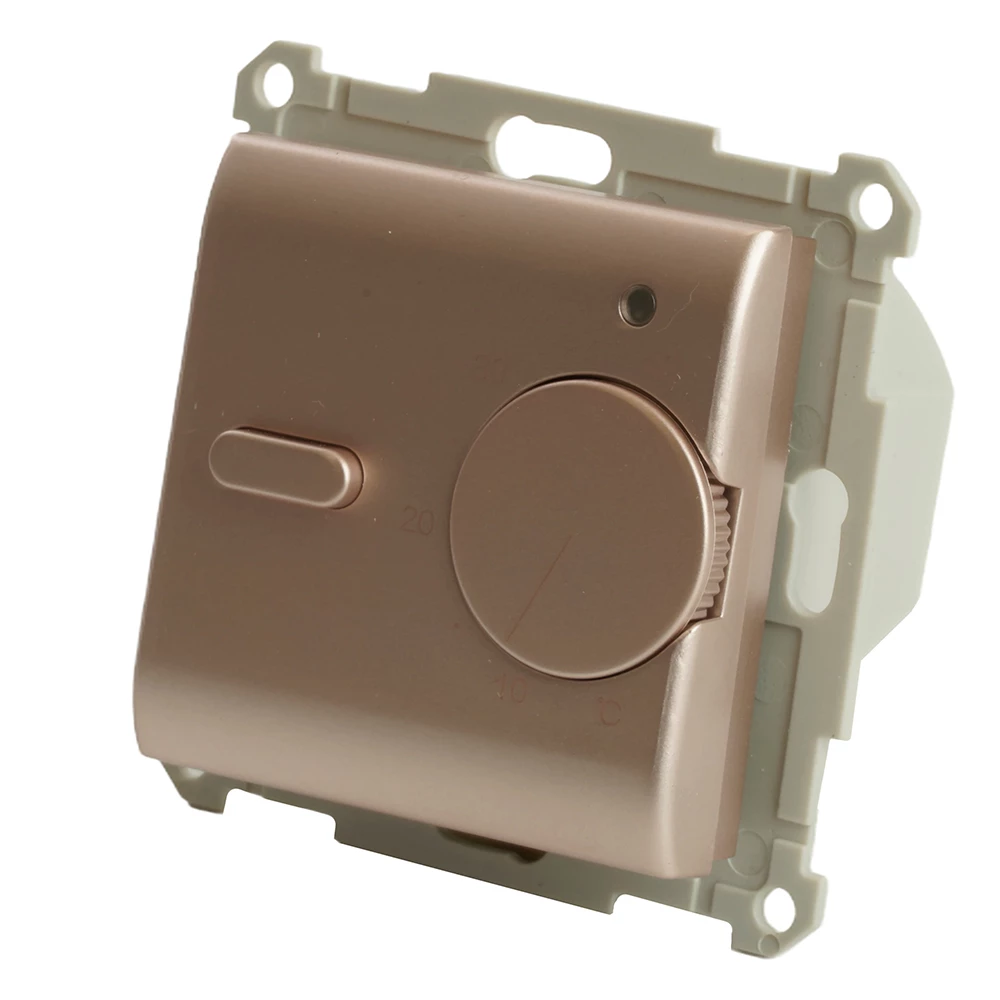 Терморегулятор механический для теплого пола (механизм), STEKKER GLS00-7117-02, 250В, 3500Вт, серия Катрин, шампань (49743) - Viokon.com