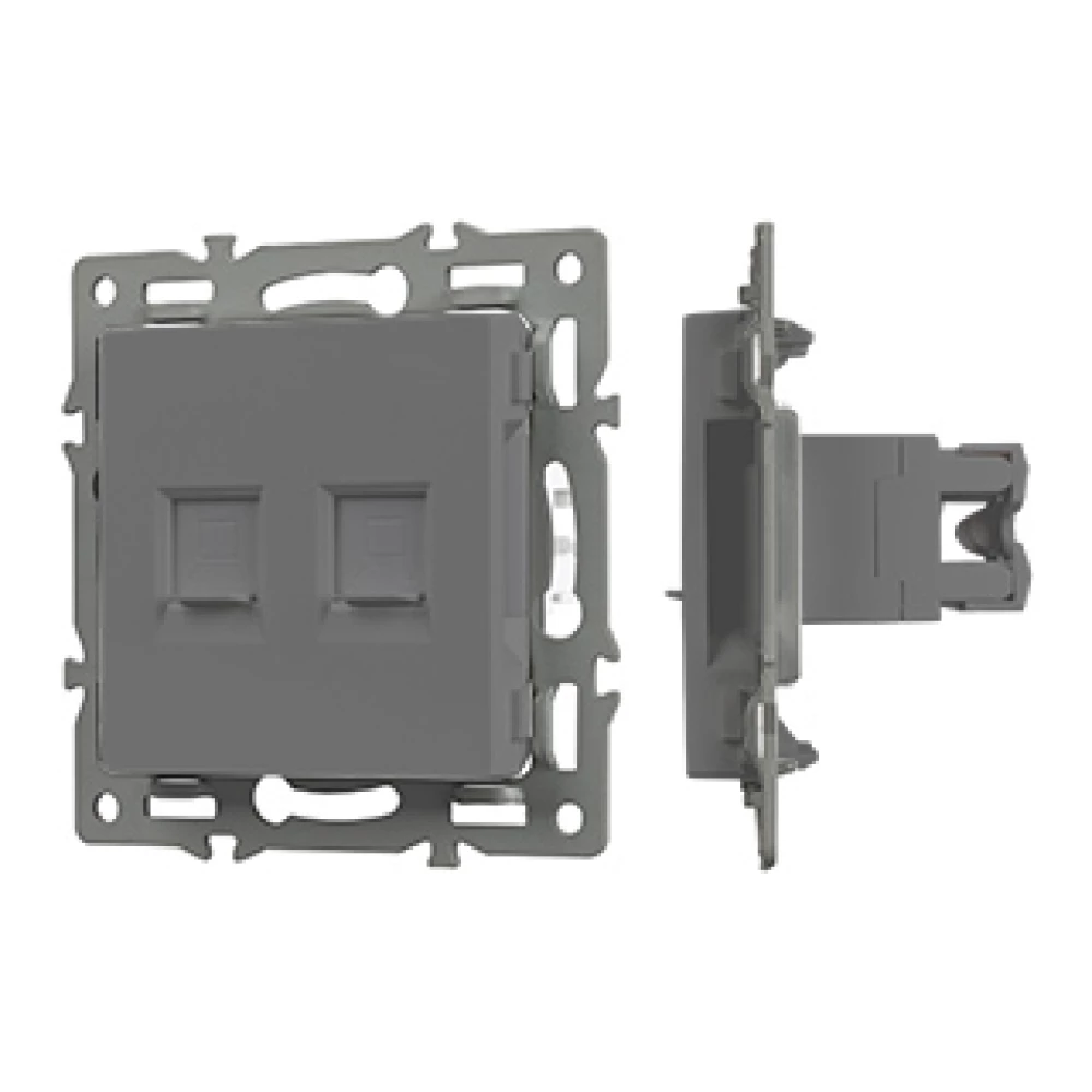 Механизм компьютерной розетки двойной SCT-MPC2-PL-GR (RJ-45, CAT6) (Arlight, -) 045338 - Viokon.com