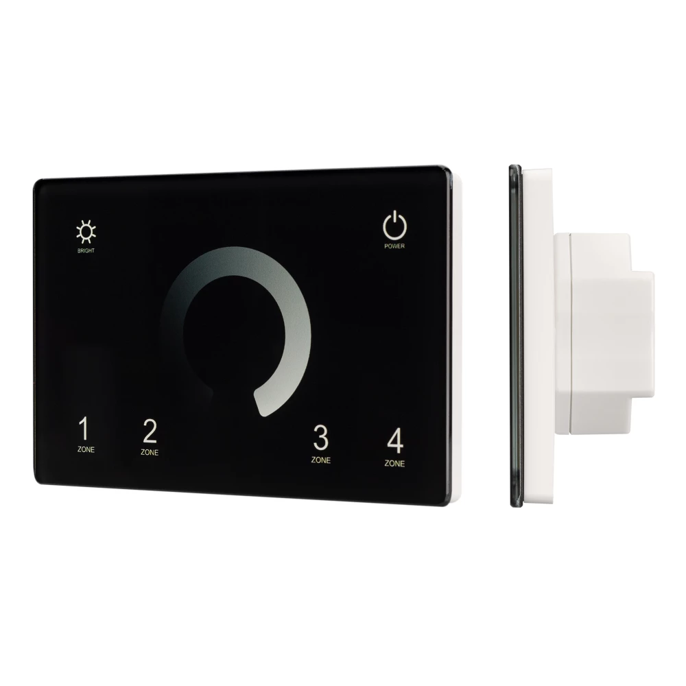 Панель Sens SMART-P79-DIM Black (230V, 4 зоны, 2.4G) (Arlight, IP20 Пластик, 5 лет) 028399 - Viokon.com