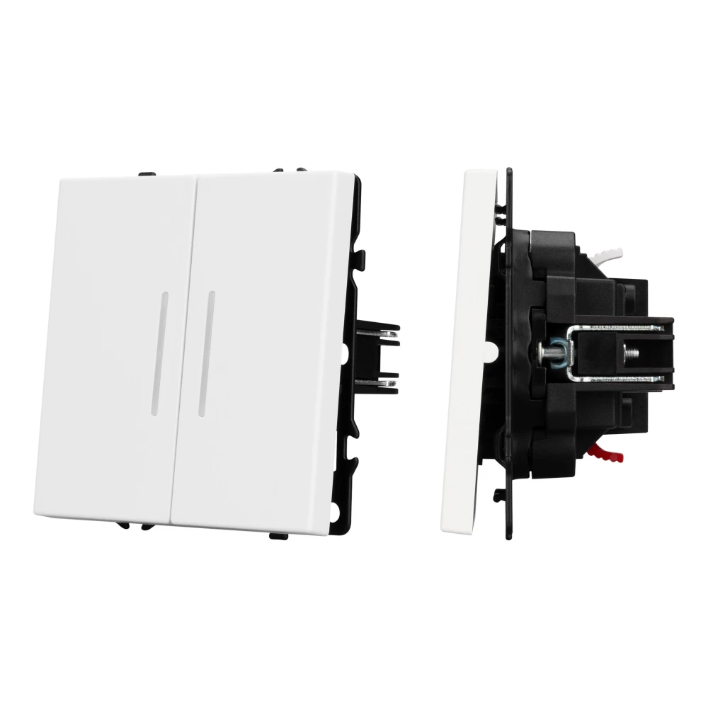 Механизм выключателя двухклавишный проходной LED SWT-NOBE-MKP2-SFPL-L-WH (230V, 10A) (Arlight, Белый кварц) 054240 - Viokon.com