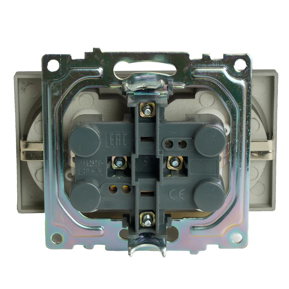 Розетка 2-местная с защитной шторкой (механизм) с/з, 250В, 16А, серия Катрин, графит, GLS16-7114-06 (49425) - Viokon.com