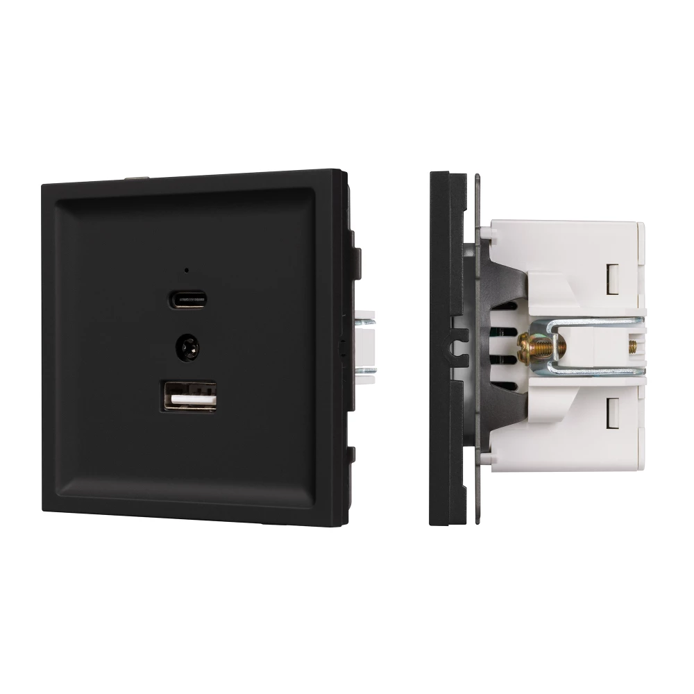 Механизм USB розетки SCT-TENDO-MUAC-SFPL-BK (5V, 3A, QC3) (Arlight, Матовый черный) 054536 - Viokon.com