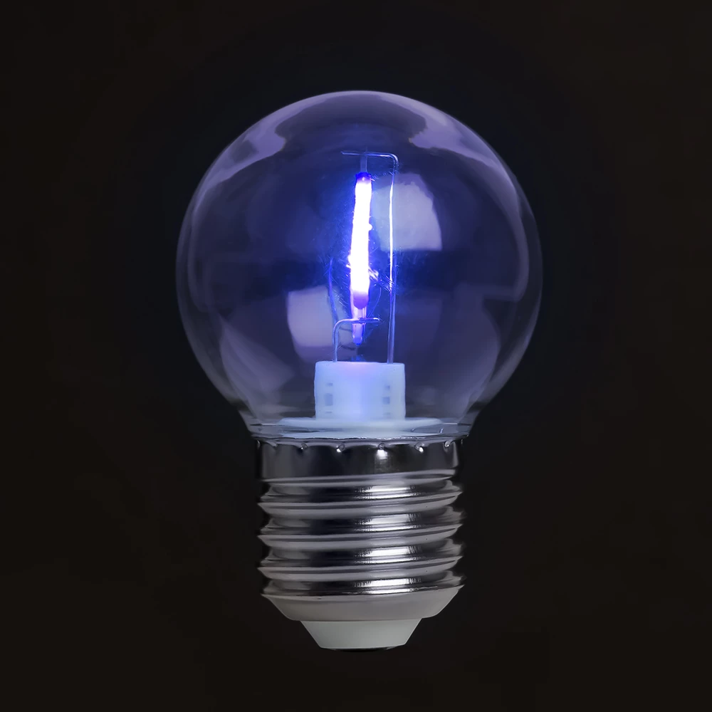 Лампа светодиодная Feron LB-383 Шарик прозрачный E27 2W 230V синий (48934) - Viokon.com