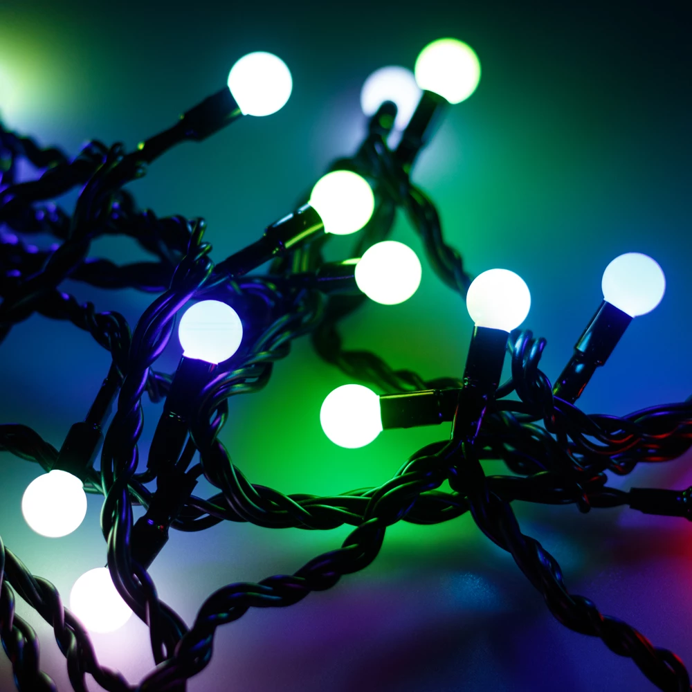 Светодиодная гирлянда ARD-BALL-CLASSIC-D13-5000-BLACK-50LED RGB (230V, 3.5W) (Ardecoled, IP65) 025567 - Viokon.com