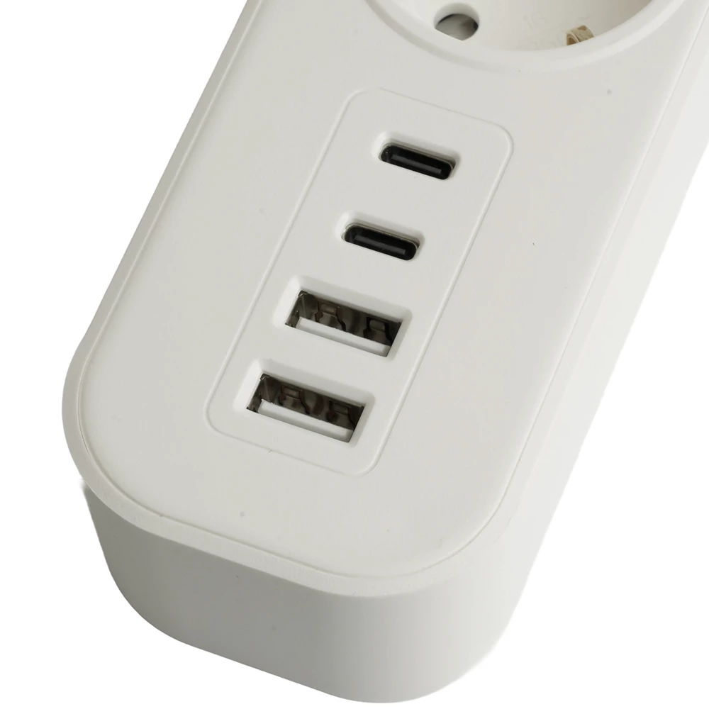 Сетевой фильтр 3-местный с/з STEKKER 3x1мм2, 3 м, 250В, 16А, 2 USB-A+2 Type-C 3, серия Nova, белый (50100) - Viokon.com