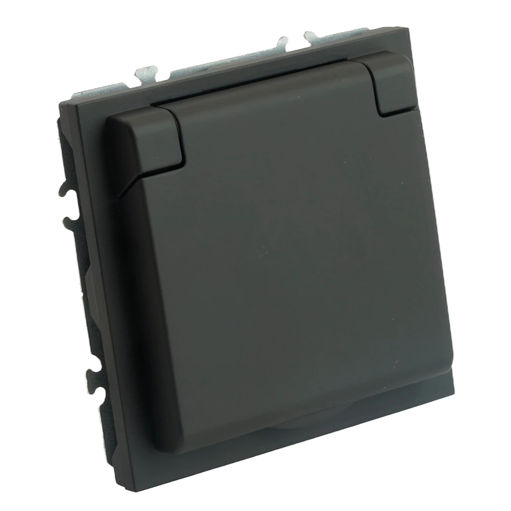 RST16-5113-05 Розетка 1-местная с крышкой с защ. штор STEKKER, б/з, 250В, 16А, серия Эмили, RST16-5113-05, черный уголь, soft touch (49852) - Viokon.com