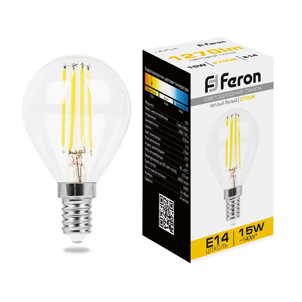 Лампа светодиодная Feron LB-515 Шарик E14 15W 230V 2700K (38249) - Viokon.com