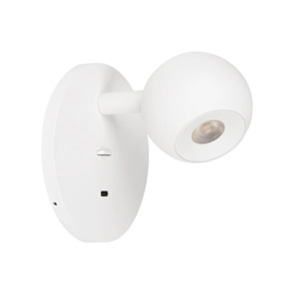 Светильник SP-OTTORI-WALL-CHARGE-6W Warm3000 (WH, 30 deg, 230V, USB-C) (Arlight, IP20 Металл, 3 года) 058477 - Viokon.com