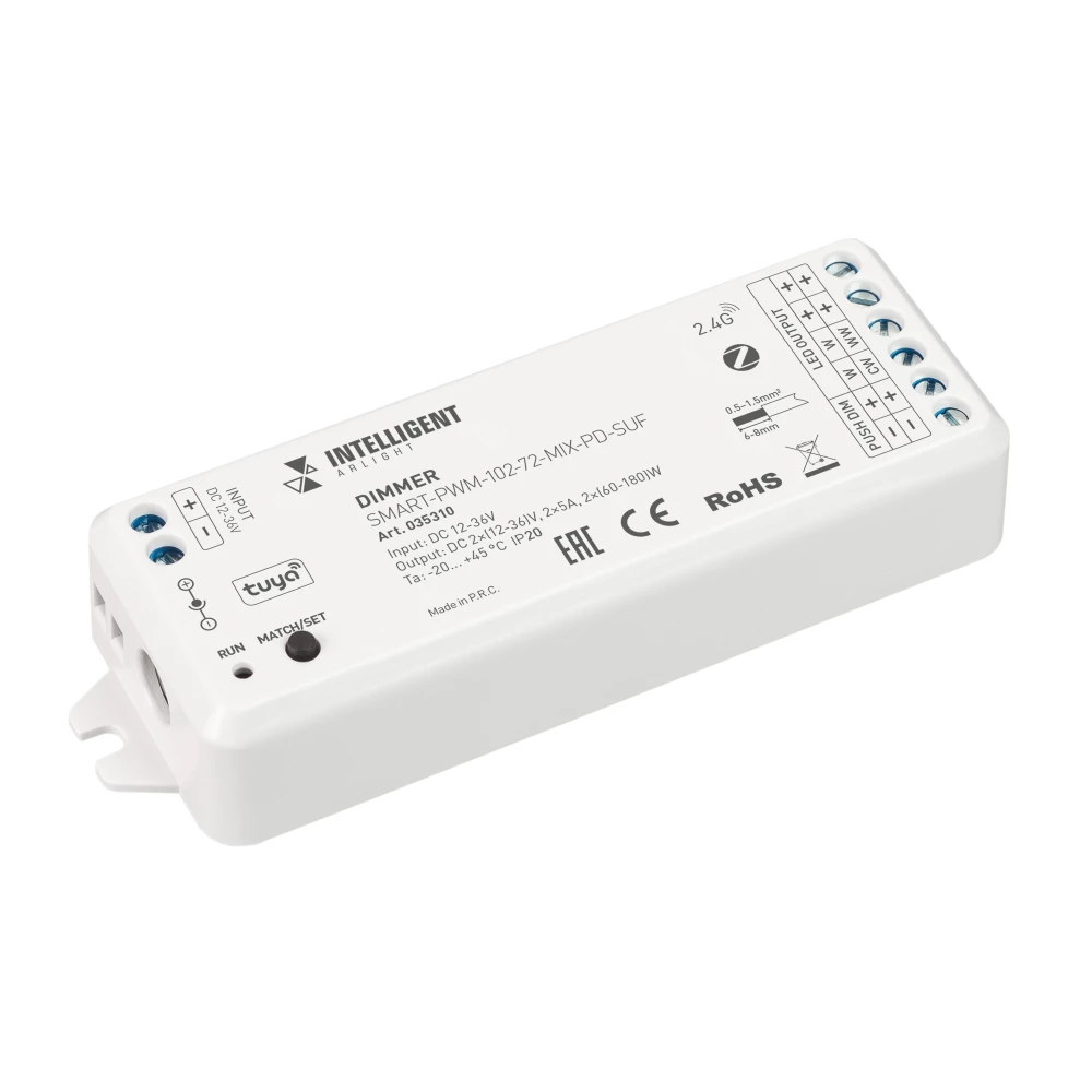 INTELLIGENT ARLIGHT Диммер SMART-PWM-102-72-MIX-PD-SUF (12-36V, 2x5A, ZB, 2.4G) (IARL, Контроллер) 035310 - Viokon.com