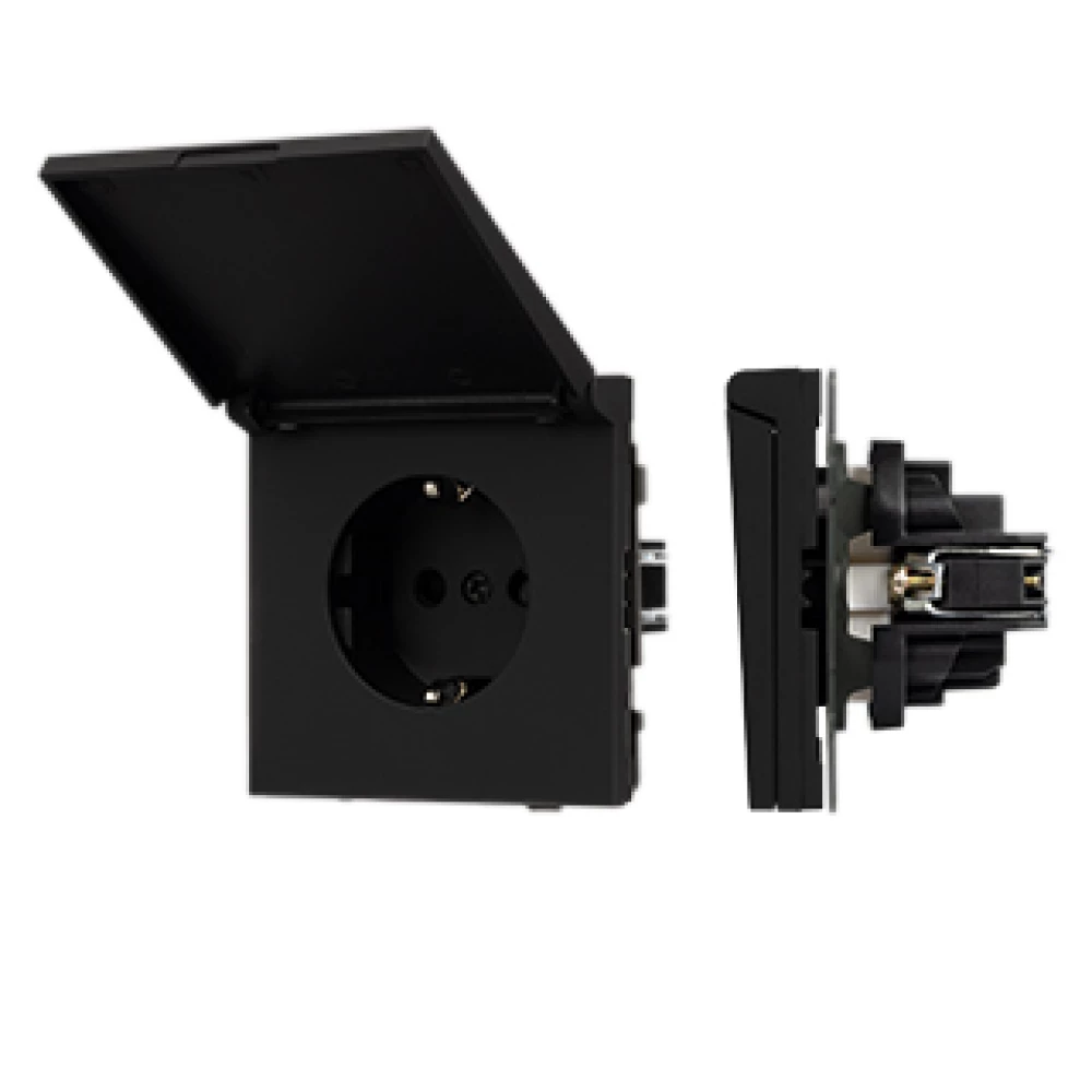 Механизм розетки влагозащищённый SCT-TENDO-MCP-SFPL-BK (230V, 16A) (Arlight, Матовый черный) 054599 - Viokon.com