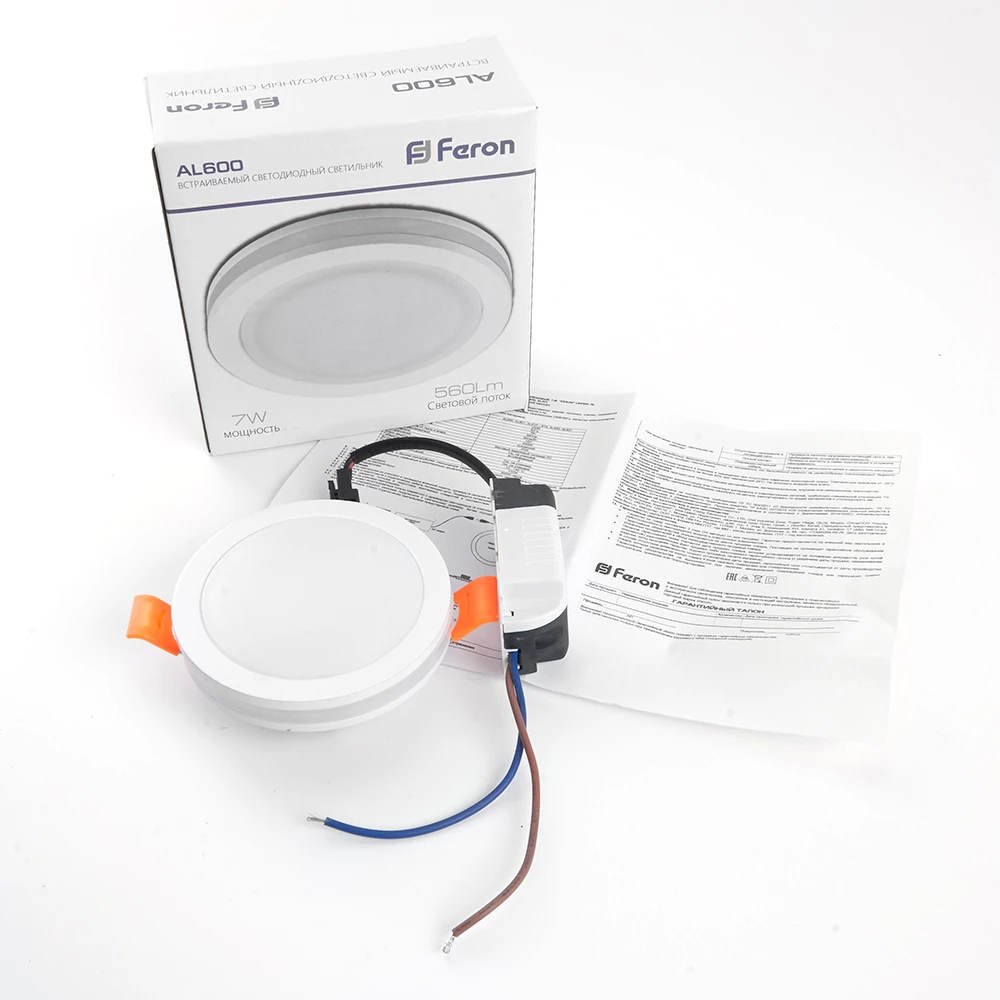 Светодиодный светильник Feron AL600 встраиваемый 7W 4000K белый (28905) - Viokon.com