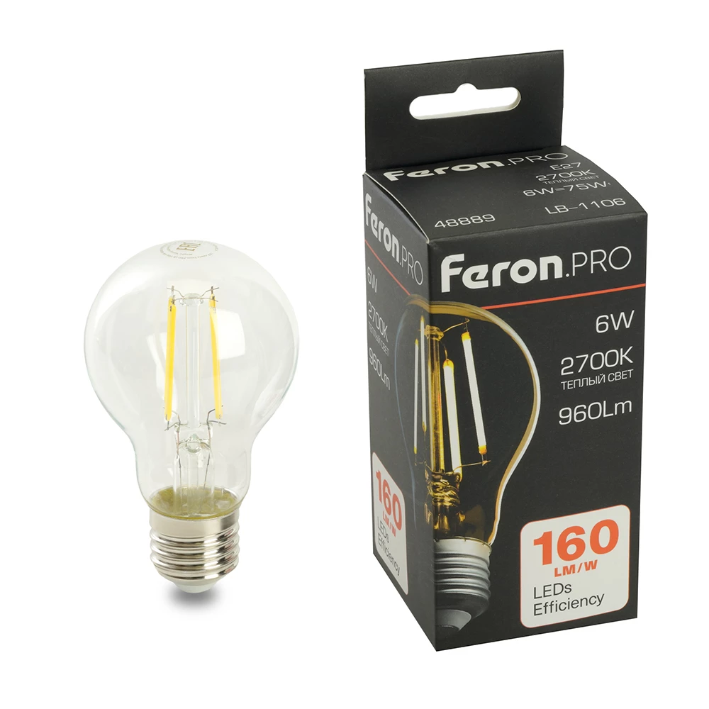 Лампа светодиодная Feron.PRO LB-1106 Шар E27 960LM 6W 175-265V 2700K (48889) - Viokon.com
