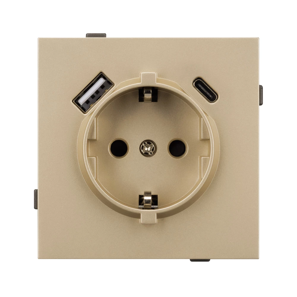 Механизм розетки с USB зарядкой SCT-TENDO-MUAC-SFPL-GD (230V, 16A) (Arlight, Матовый песочный) 054608 - Viokon.com
