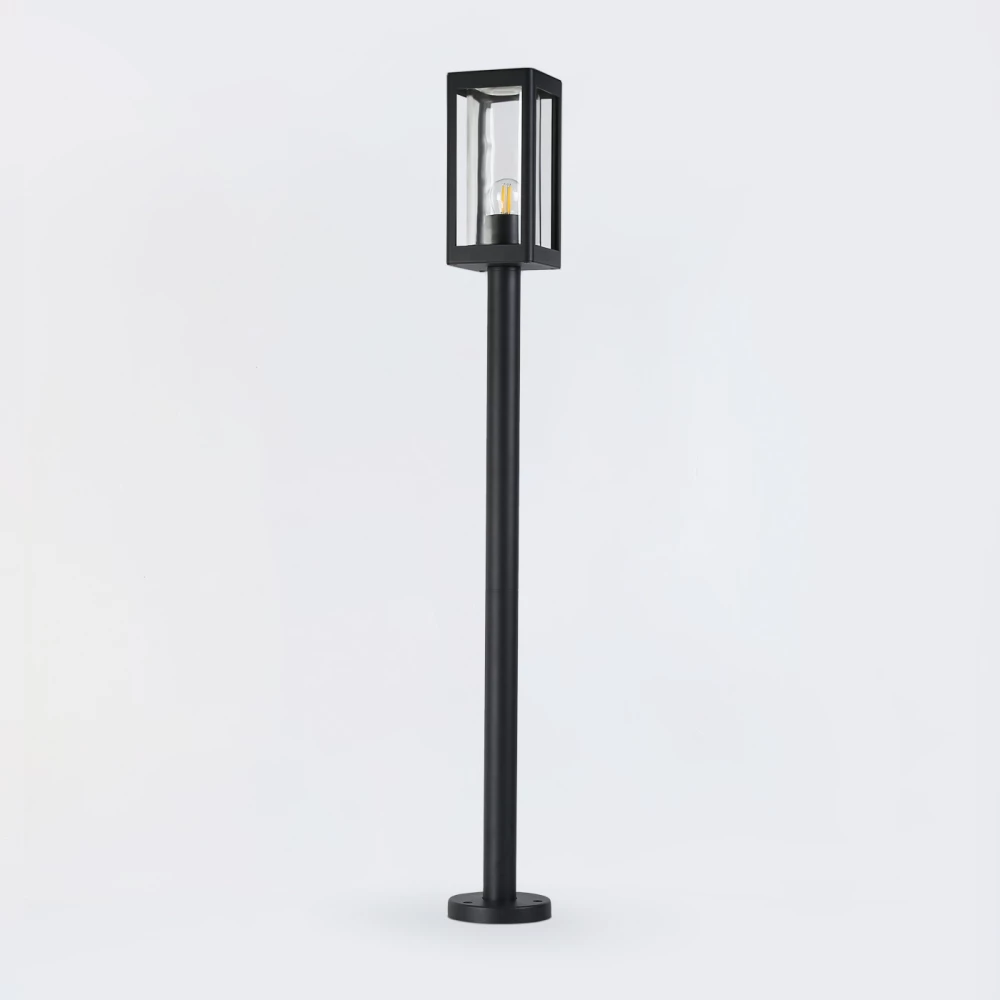 Уличный ландшафтный светильник ST2425 BK/CL черный/прозрачный IP54 E27 max 40W 110*110*1000 - Viokon.com