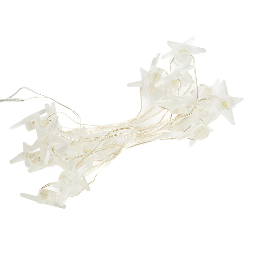 Светодиодная гирлянда Feron CL589 линейная Звездочки на проволоке, 2700К, с питанием от батареек, прозрачный шнур 2.3м (51445) - Viokon.com