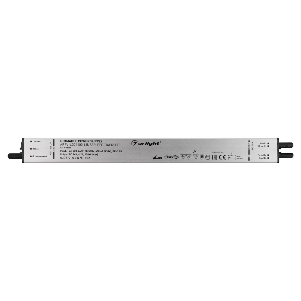 Блок питания ARPV-LG24100-LINEAR-PFC-DALI2-PD (24V, 4.2A, 100W) (Arlight, IP67 Металл, 5 лет) 033540 - Viokon.com