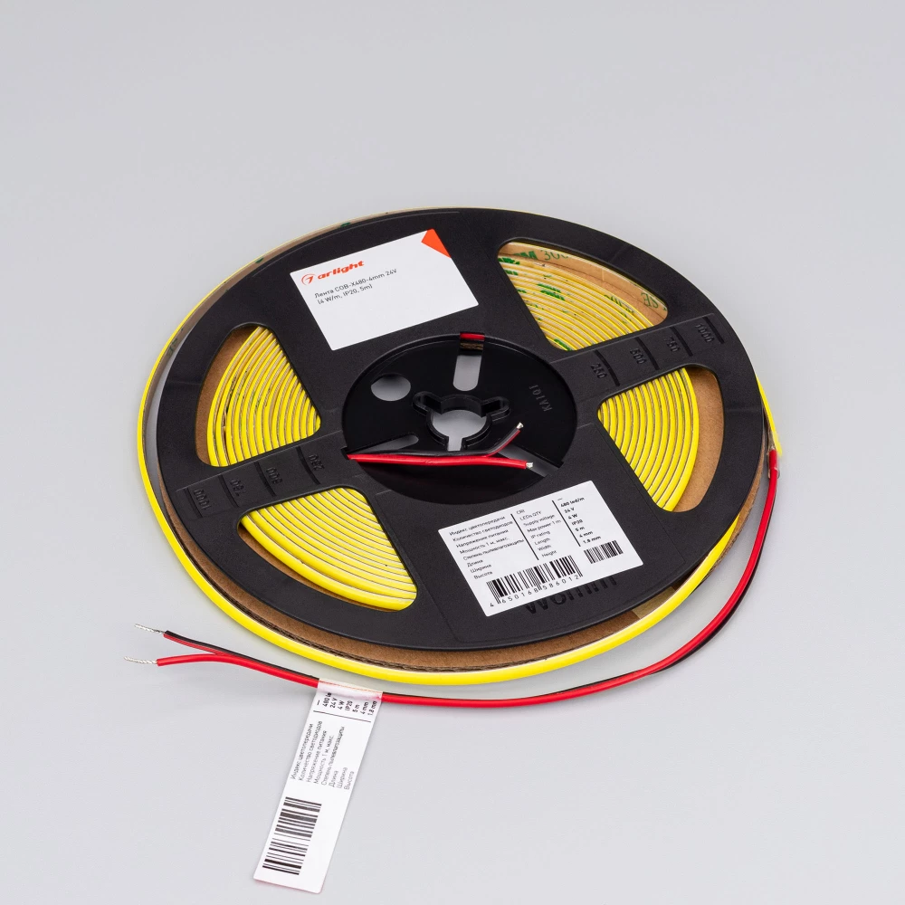Лента COB-X480-4mm 24V Yellow Volt (4 W/m, IP20, 5m) (Arlight, -) 046916 - Viokon.com
