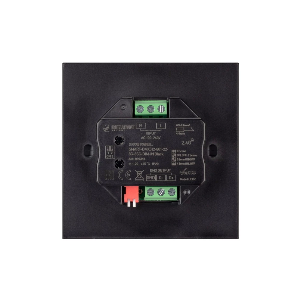 INTELLIGENT ARLIGHT Кнопочная панель SMART-DMX512-801-22-8G-8SC-DIM-IN Black (230V, 2.4G) (IARL, IP20 Пластик, 5 лет) 039316 - Viokon.com