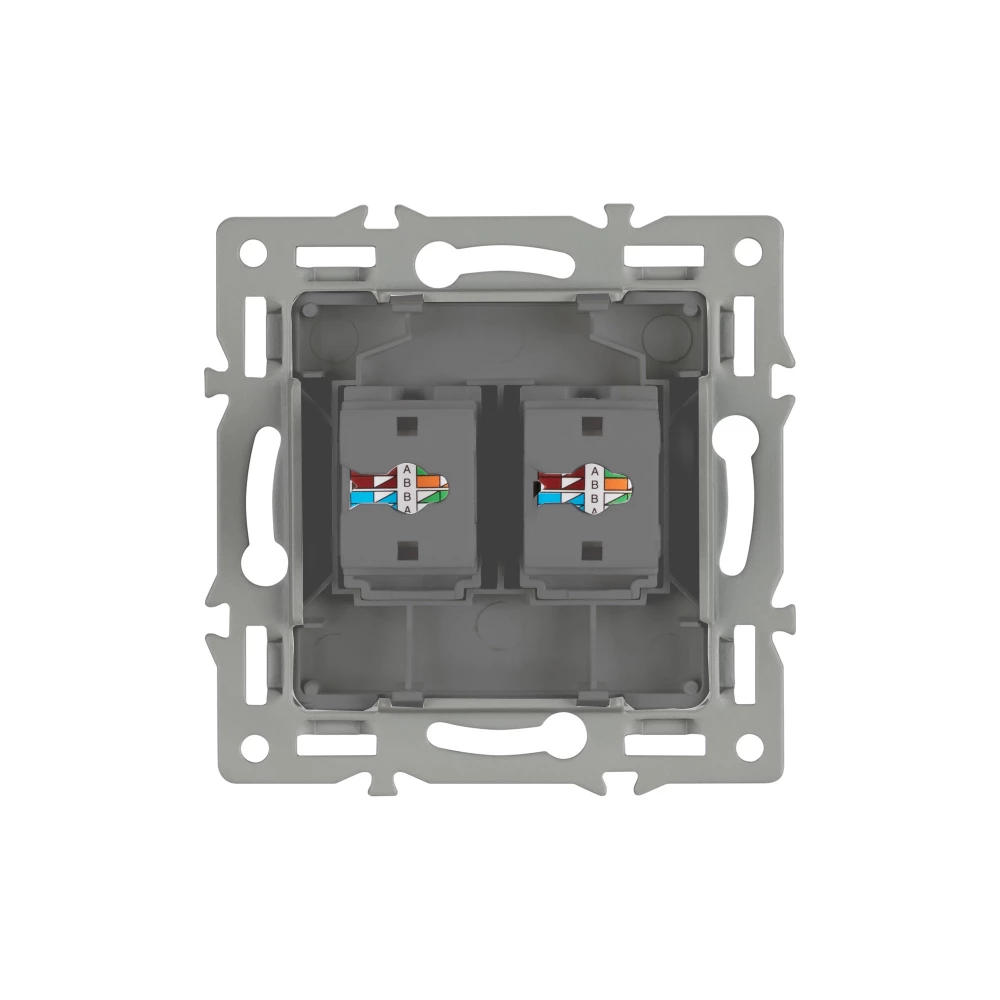 Механизм компьютерной розетки двойной SCT-MPC2-PL-GR (RJ-45, CAT6) (Arlight, -) 045338 - Viokon.com