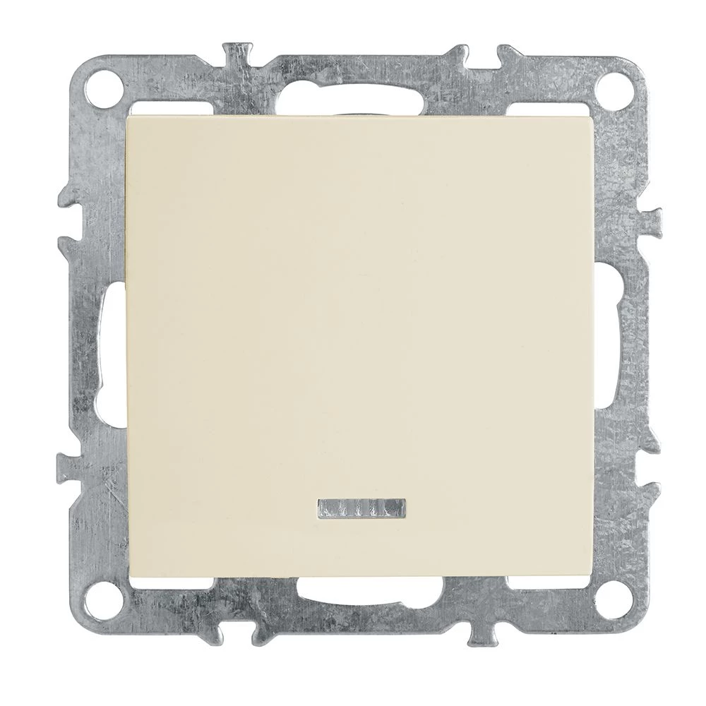 Выключатель 1-клавишный c индикатором (механизм), STEKKER, PSW10-9101-02, 250В, 10А, серия Эрна, слоновая кость (39320) - Viokon.com