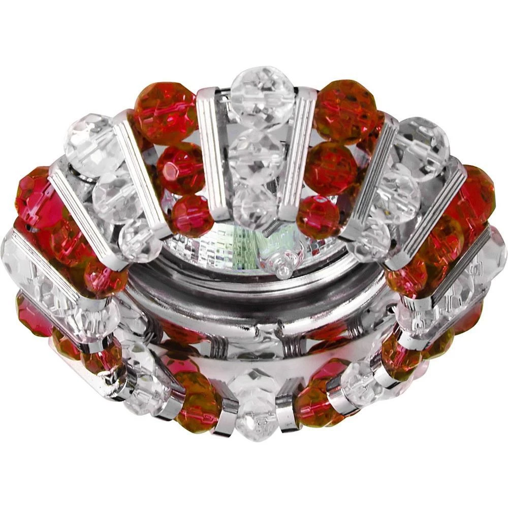 Светильник потолочный, MR16 G5.3с прозрачным и  красным стеклом, хром, с лампой, CD2121 (18427) - Viokon.com