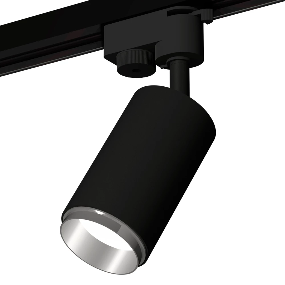 Комплект трекового однофазного светильника XT6323042 SBK/PSL черный песок/серебро полированное MR16 GU5.3 (A2521, C6323, N6122) - Viokon.com