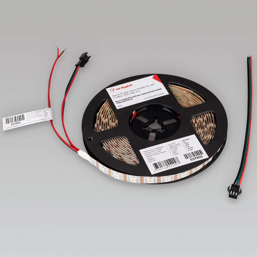 Лента SPI-B60-10mm 5V RGB-PX1-BPT (12 W/m, IP20, 5060, 5m) (Arlight, бегущий огонь) 037855 - Viokon.com