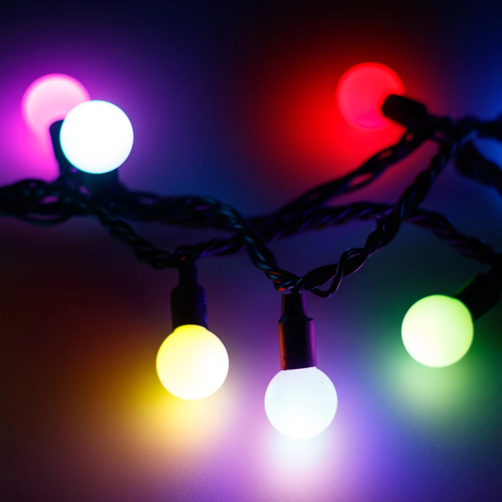 Светодиодная гирлянда ARD-BALL-CLASSIC-D23-10000-BLACK-80LED RGB (230V, 3.5W) (Ardecoled, IP65) 025619 - Viokon.com