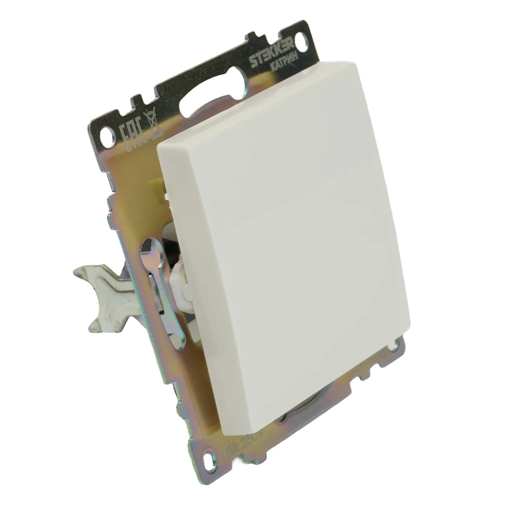 Переключатель перекрестный 1-клавишный (механизм), STEKKER GLS10-7110-01, 250V, 10А, серия Катрин, белый (49176) - Viokon.com
