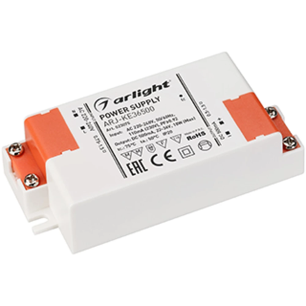 Блок питания ARJ-KE36500 (18W, 500mA, PFC) (Arlight, IP20 Пластик, 5 лет) 023075 - Viokon.com