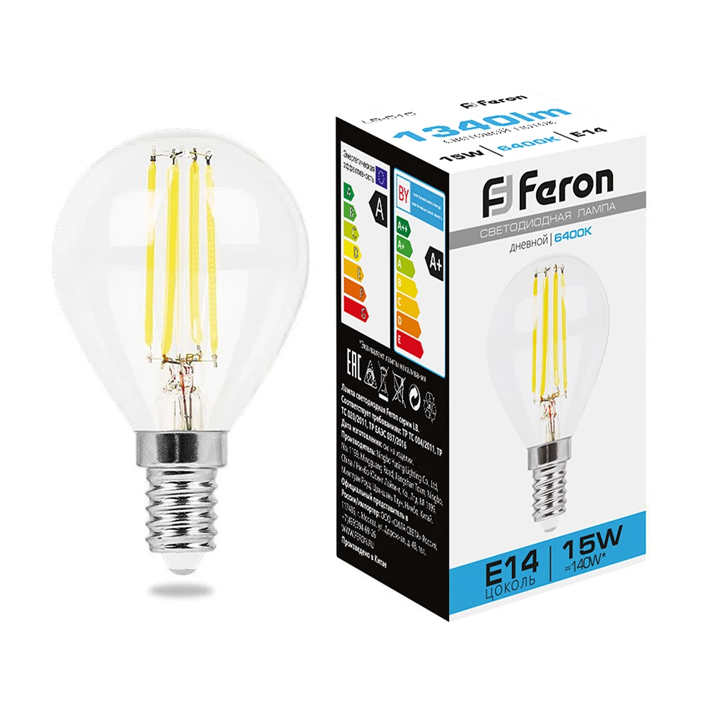 Лампа светодиодная Feron LB-515 Шарик E14 15W 230V 6400K (38251) - Viokon.com