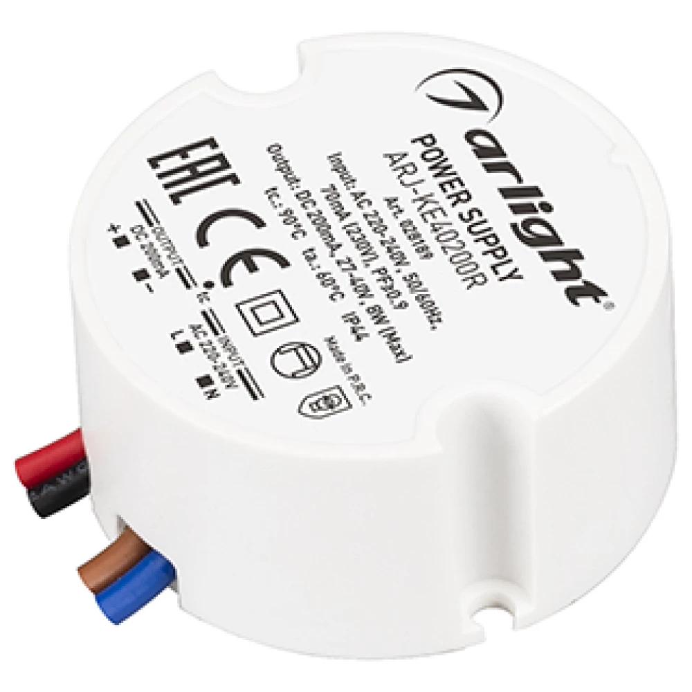 Блок питания ARJ-KE40200R (8W, 200mA, PFC) (Arlight, IP44 Пластик, 5 лет) 028189 - Viokon.com