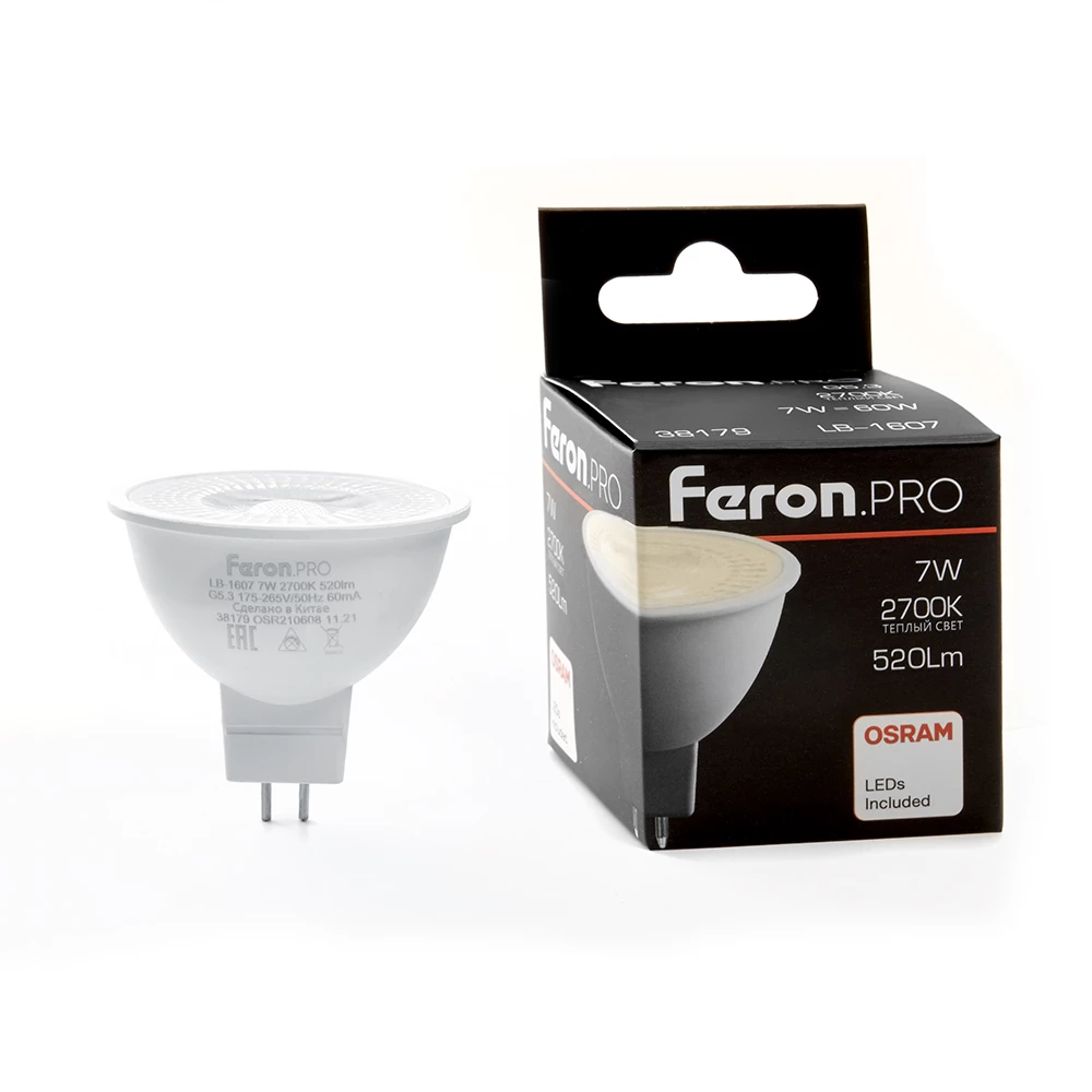 Лампа светодиодная Feron.PRO LB-1607 G5.3 7W 175-265V 2700K (38179) - Viokon.com