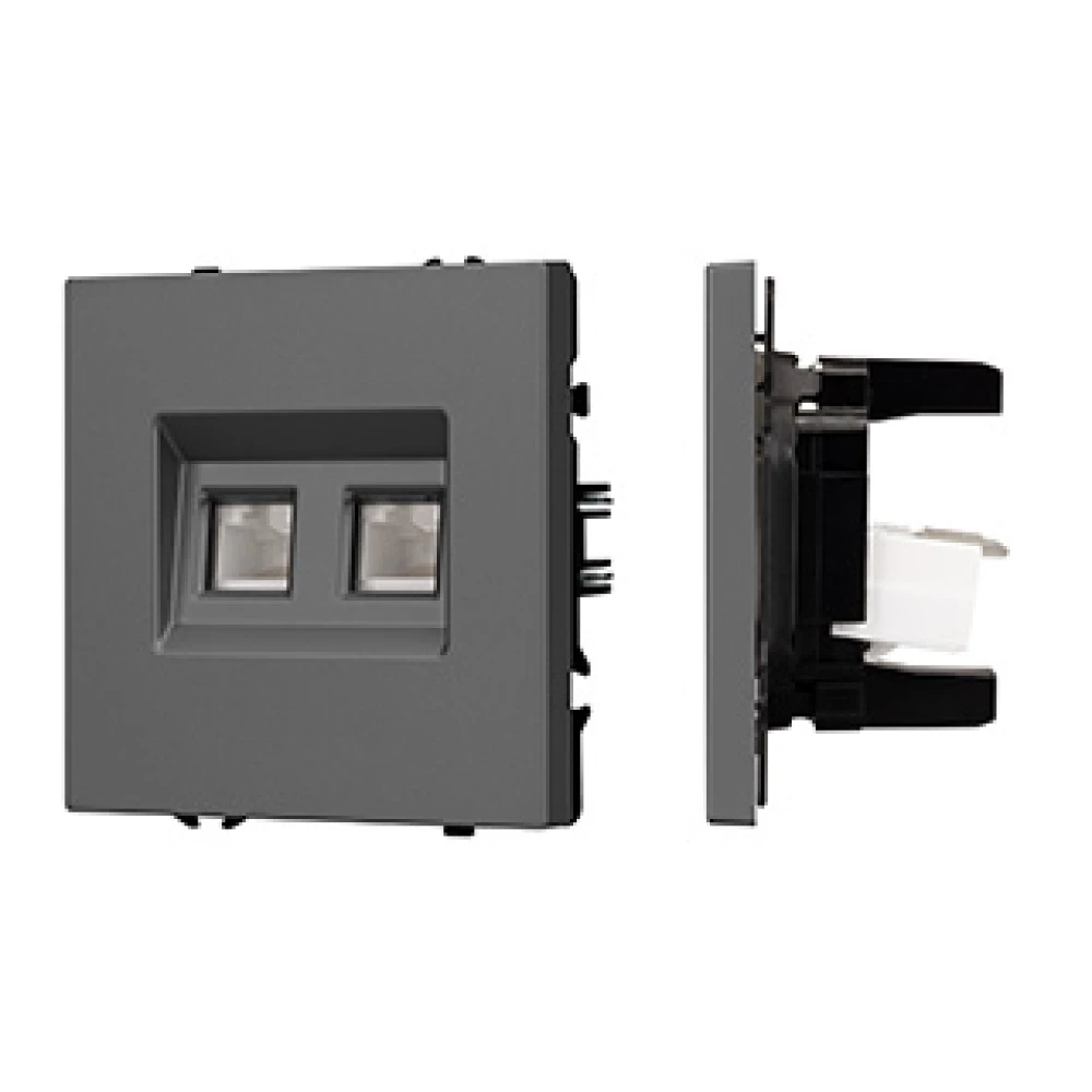 Механизм сдвоенной компьютерной розетки SCT-NOBE-MPC2-SFPL-GR (RJ-45, CAT6) (Arlight, Серый базальт) 054315 - Viokon.com