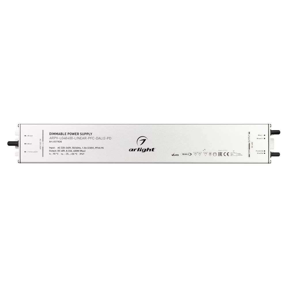 Блок питания ARPV-LG48400-LINEAR-PFC-DALI2-PD (48V, 8.3A, 400W) (Arlight, IP67 Металл, 5 лет) 037926 - Viokon.com