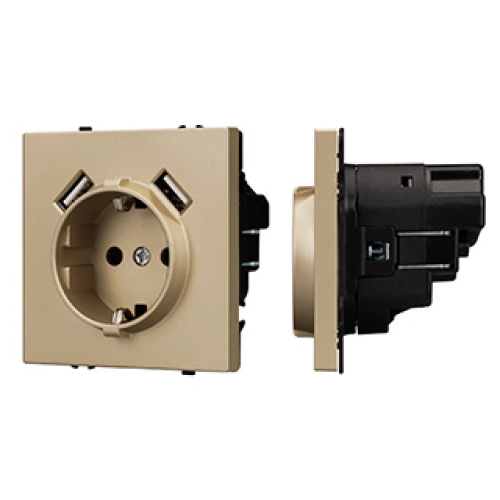 Механизм розетки с USB зарядкой SCT-NOBE-MUAA-SFPL-GD (230V, 16A) (Arlight, Золотой песок) 054290 - Viokon.com