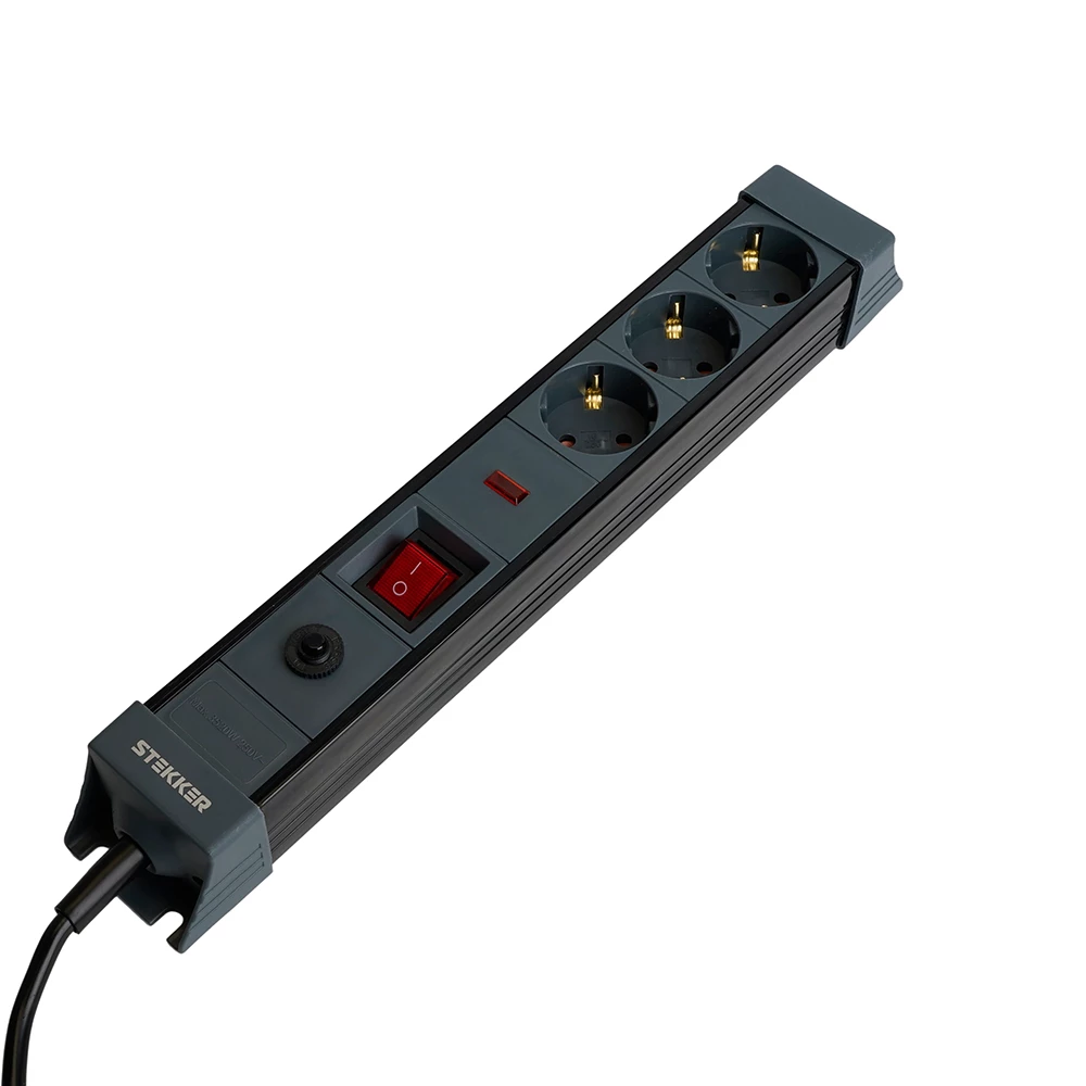 Сетевой фильтр 3-местный с/з STEKKER 3x1мм2, 3 м, 250В, 16А, серия Techno, HM22-31-03, черный (50154) - Viokon.com